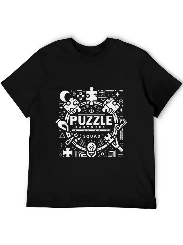 Puzzle Partners Squad 3 Lightweight Cotton T-Shirt – Daily Comfort Graphic Shirt