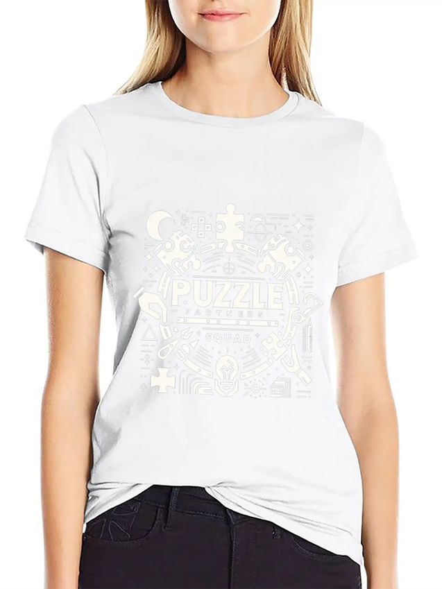 Puzzle Partners Squad 3 Lightweight Cotton T-Shirt – Daily Comfort Graphic Shirt