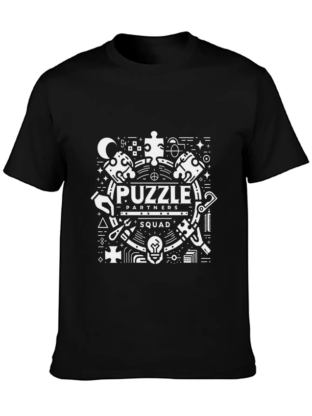 Puzzle Partners Squad 3 Lightweight Cotton T-Shirt – Daily Comfort Graphic Shirt
