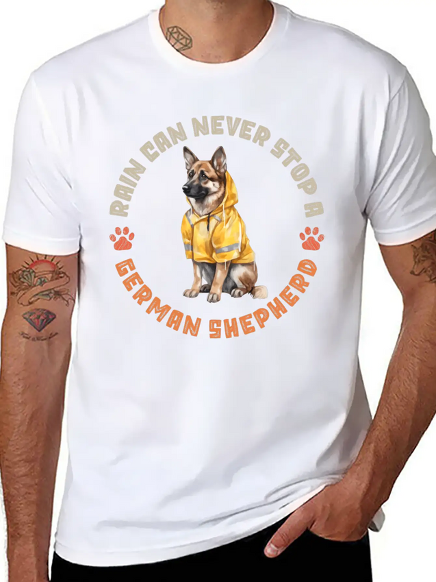 Rain Can Never Stop A German Shepherd Lightweight Cotton T-Shirt – Daily Comfort Graphic Shirt
