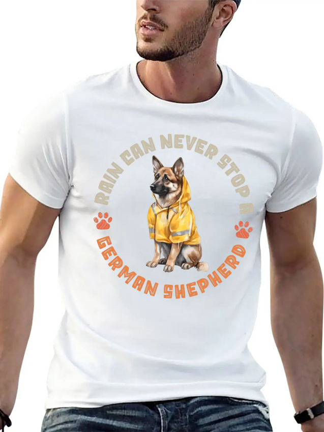 Rain Can Never Stop A German Shepherd Lightweight Cotton T-Shirt – Daily Comfort Graphic Shirt