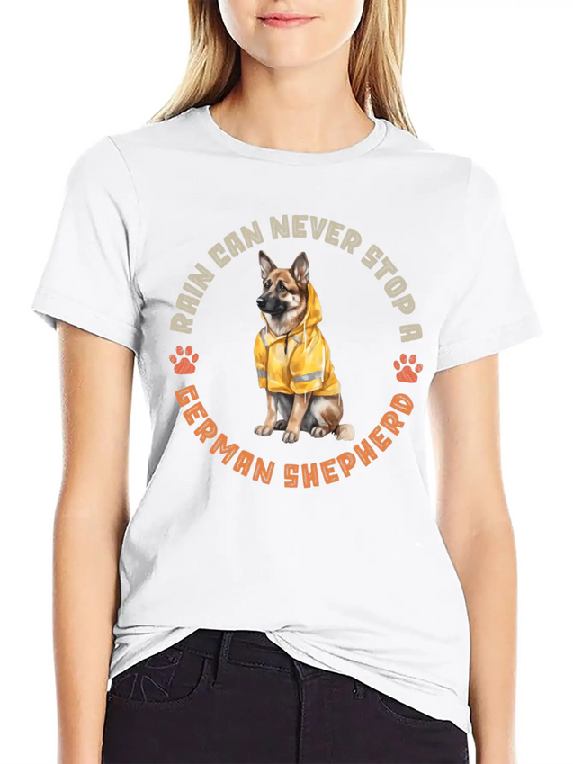 Rain Can Never Stop A German Shepherd Lightweight Cotton T-Shirt – Daily Comfort Graphic Shirt