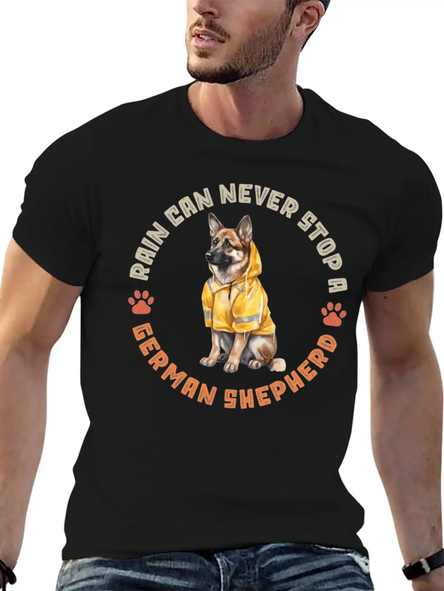 Rain Can Never Stop A German Shepherd Lightweight Cotton T-Shirt – Daily Comfort Graphic Shirt