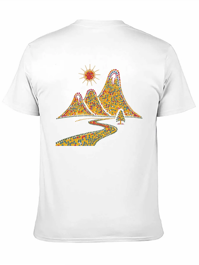 Rainbow Dots Hills Lightweight Cotton T-Shirt – Daily Comfort Graphic Shirt