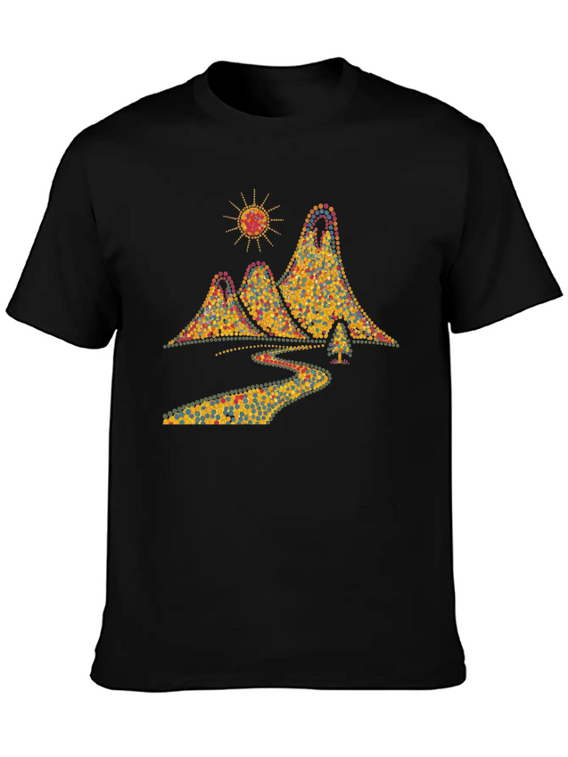 Rainbow Dots Hills Lightweight Cotton T-Shirt – Daily Comfort Graphic Shirt