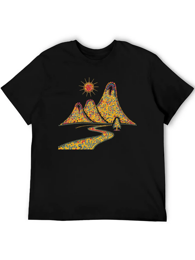 Rainbow Dots Hills Lightweight Cotton T-Shirt – Daily Comfort Graphic Shirt