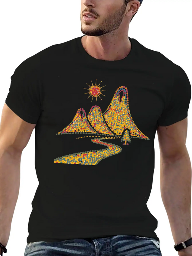 Rainbow Dots Hills Lightweight Cotton T-Shirt – Daily Comfort Graphic Shirt