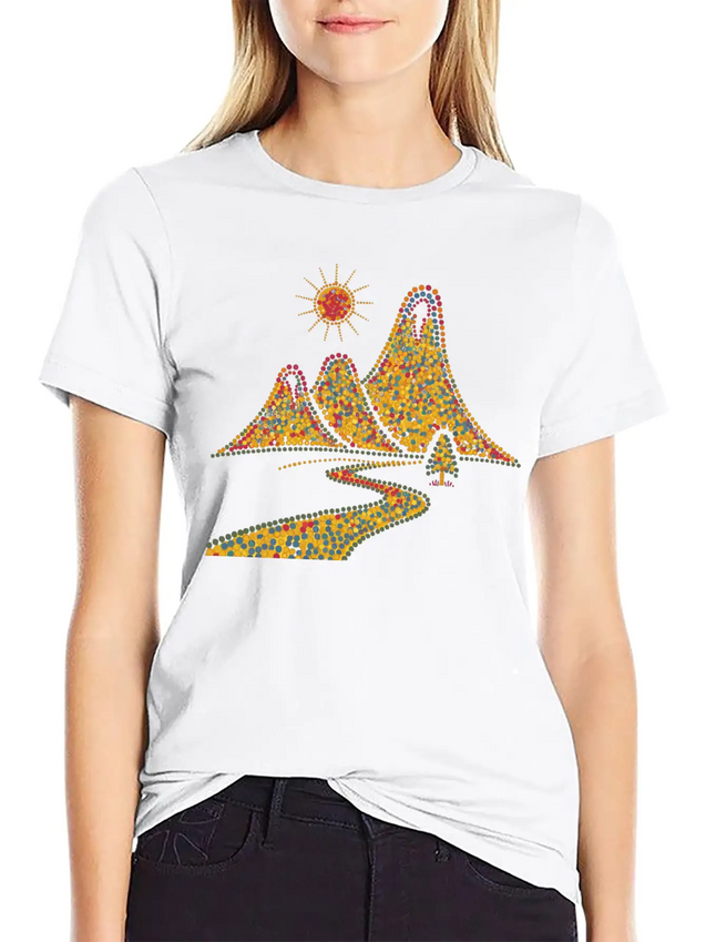 Rainbow Dots Hills Lightweight Cotton T-Shirt – Daily Comfort Graphic Shirt