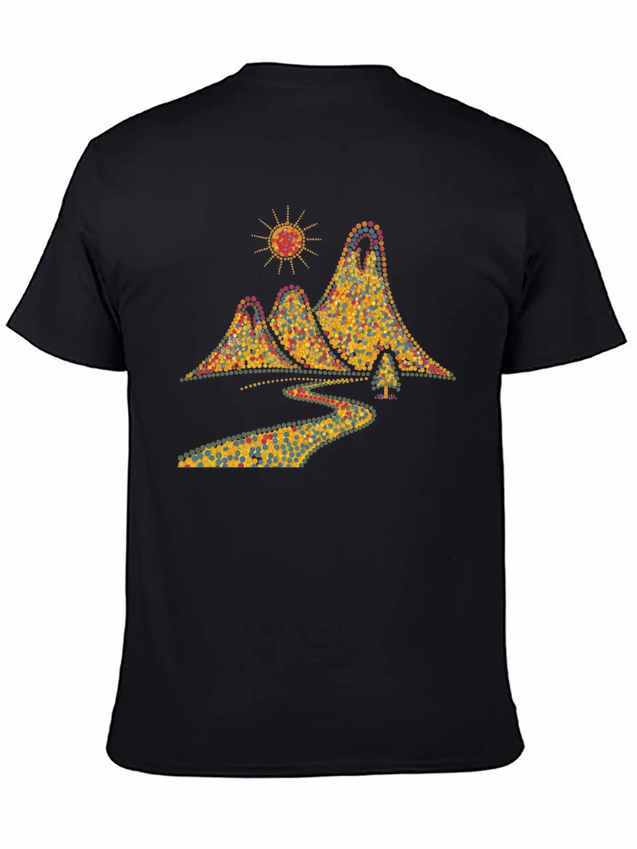 Rainbow Dots Hills Lightweight Cotton T-Shirt – Daily Comfort Graphic Shirt