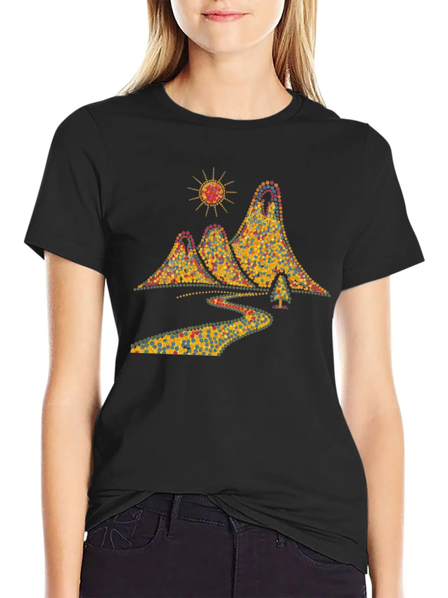Rainbow Dots Hills Lightweight Cotton T-Shirt – Daily Comfort Graphic Shirt