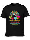 Rainbow Teacher Love Inspire Lead Motivate Encoura Lightweight Cotton T-Shirt – Daily Comfort Graphic Shirt