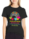 Rainbow Teacher Love Inspire Lead Motivate Encoura Lightweight Cotton T-Shirt – Daily Comfort Graphic Shirt
