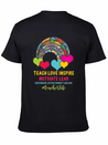 Rainbow Teacher Love Inspire Lead Motivate Encoura Lightweight Cotton T-Shirt – Daily Comfort Graphic Shirt