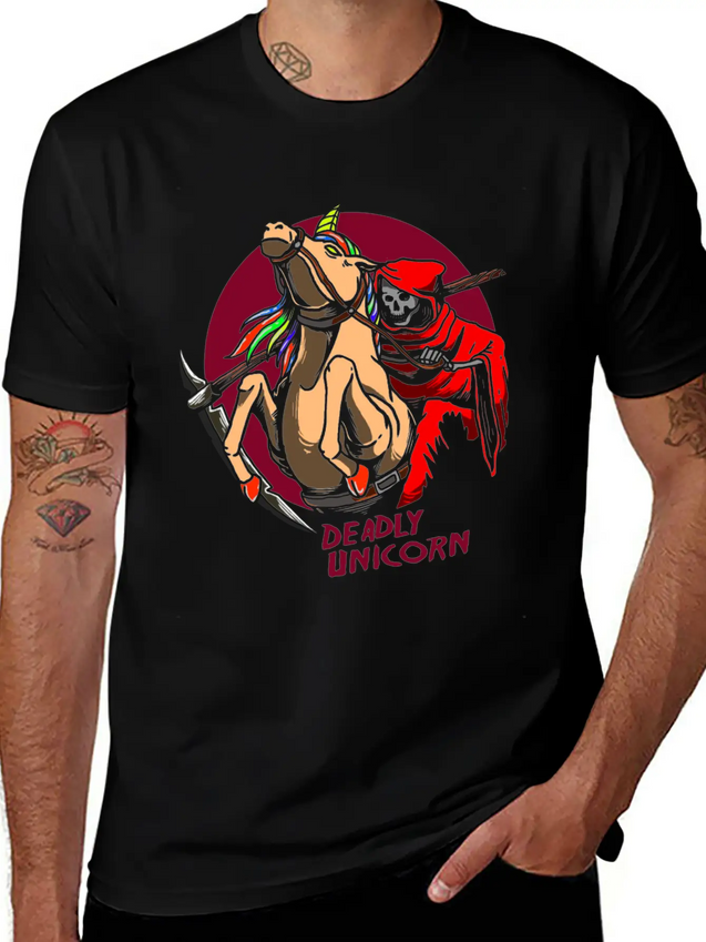 Reaper Horror Rock Unicorn Lightweight Cotton T-Shirt – Daily Comfort Graphic Shirt