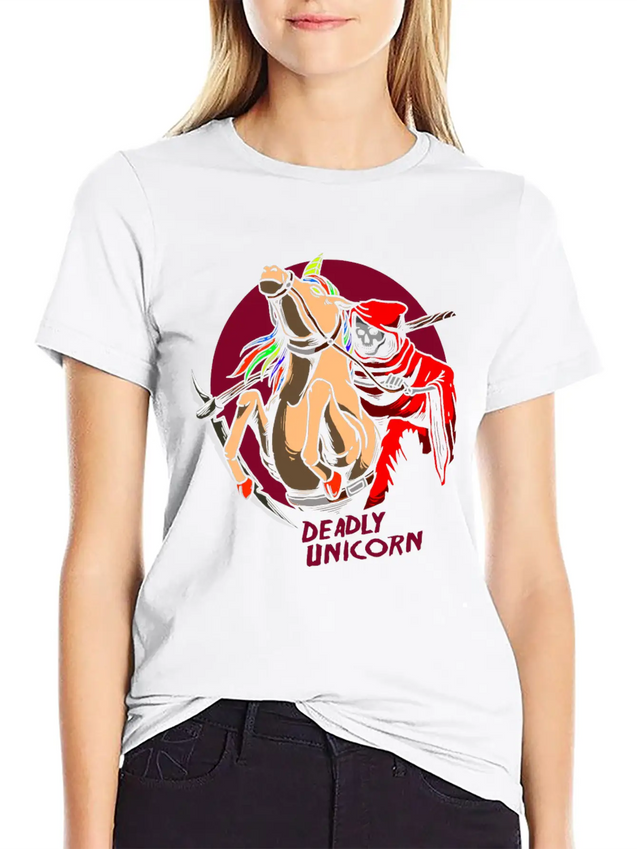 Reaper Horror Rock Unicorn Lightweight Cotton T-Shirt – Daily Comfort Graphic Shirt