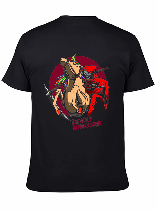 Reaper Horror Rock Unicorn Lightweight Cotton T-Shirt – Daily Comfort Graphic Shirt