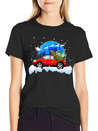 Red Truck Pick Up Christmas Tree Lightweight Cotton T-Shirt – Daily Comfort Graphic Shirt
