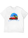 Red Truck Pick Up Christmas Tree Lightweight Cotton T-Shirt – Daily Comfort Graphic Shirt