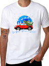 Red Truck Pick Up Christmas Tree Lightweight Cotton T-Shirt – Daily Comfort Graphic Shirt