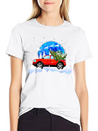 Red Truck Pick Up Christmas Tree Lightweight Cotton T-Shirt – Daily Comfort Graphic Shirt