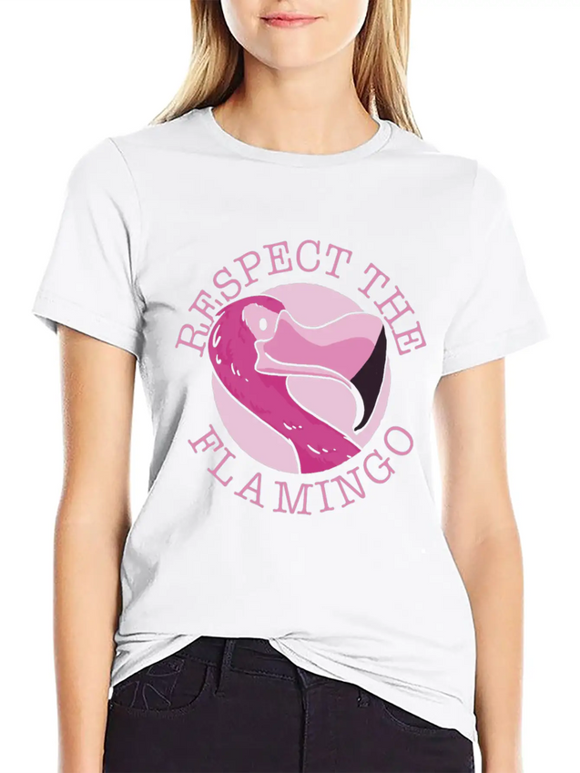 Respect The Flamingo Animal Flamingos Cute Lightweight Cotton T-Shirt – Daily Comfort Graphic Shirt