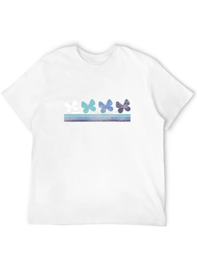 Retro Butterfly Gradient Lightweight Cotton T-Shirt – Daily Comfort Graphic Shirt