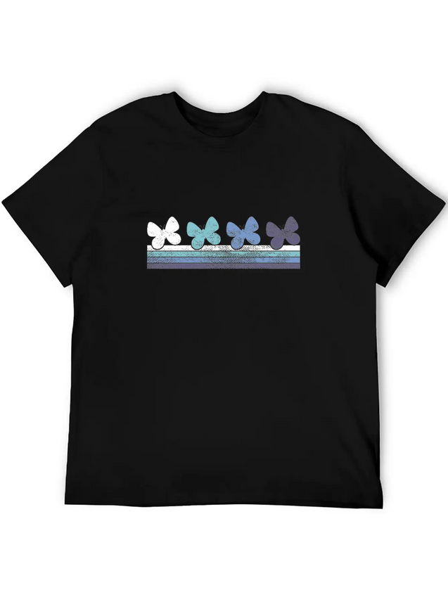 Retro Butterfly Gradient Lightweight Cotton T-Shirt – Daily Comfort Graphic Shirt