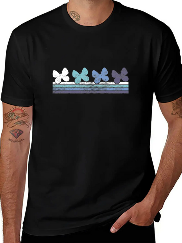Retro Butterfly Gradient Lightweight Cotton T-Shirt – Daily Comfort Graphic Shirt