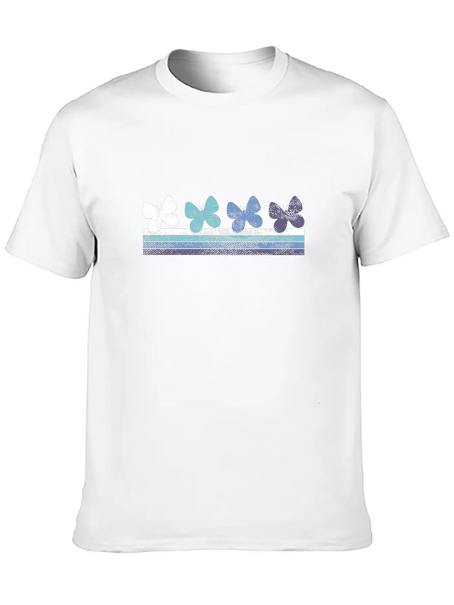 Retro Butterfly Gradient Lightweight Cotton T-Shirt – Daily Comfort Graphic Shirt