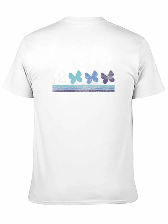 Retro Butterfly Gradient Lightweight Cotton T-Shirt – Daily Comfort Graphic Shirt