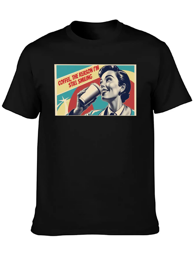 Retro Coffee The Reason I'm Smiling Lightweight Cotton T-Shirt – Daily Comfort Graphic Shirt