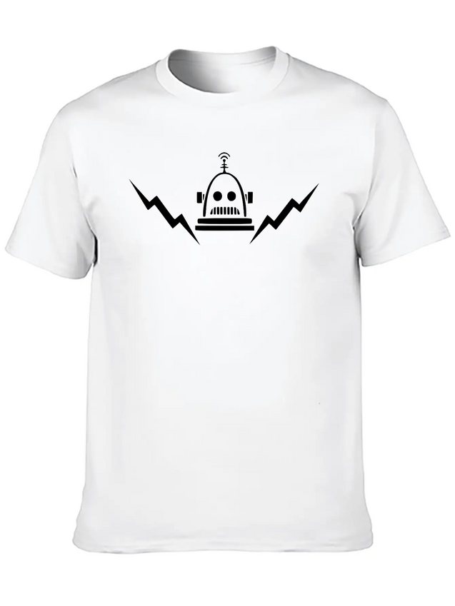 Retro Robot (glow-in-the-dark) Lightweight Cotton T-Shirt – Daily Comfort Graphic Shirt