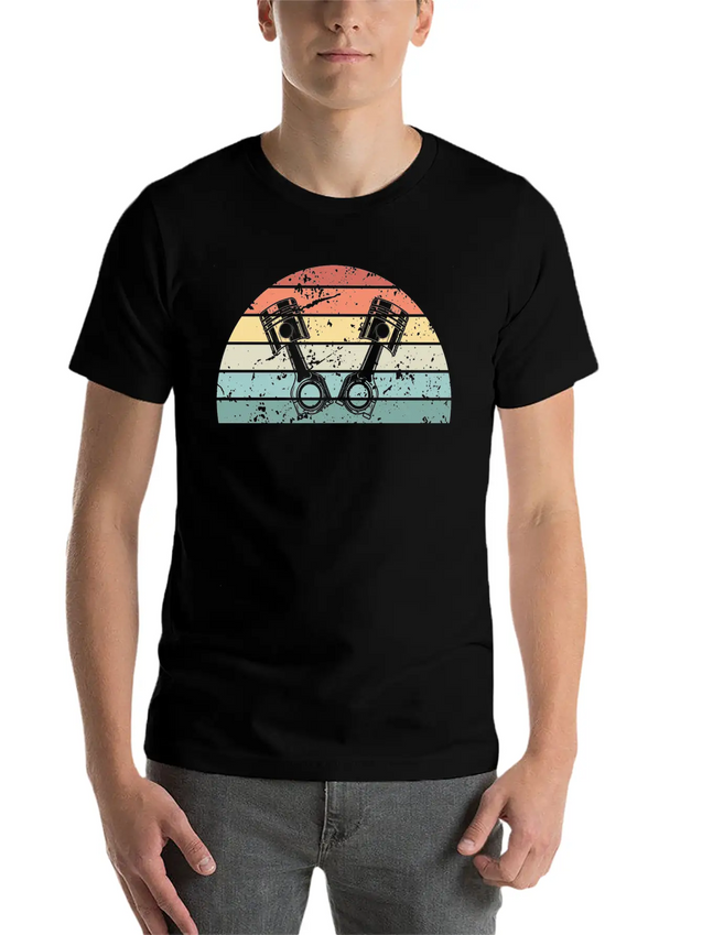 Retro Tuning Sunset Vintage Car Sunrise Lightweight Cotton T-Shirt – Daily Comfort Graphic Shirt