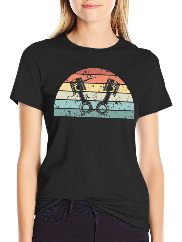 Retro Tuning Sunset Vintage Car Sunrise Lightweight Cotton T-Shirt – Daily Comfort Graphic Shirt