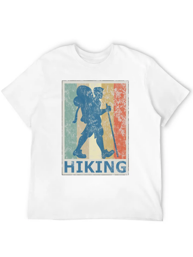Retro Vintage Style Hiking Hike Wander Walk Tramp Lightweight Cotton T-Shirt – Daily Comfort Graphic Shirt
