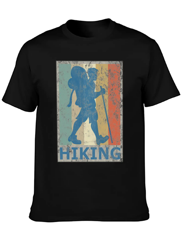 Retro Vintage Style Hiking Hike Wander Walk Tramp Lightweight Cotton T-Shirt – Daily Comfort Graphic Shirt