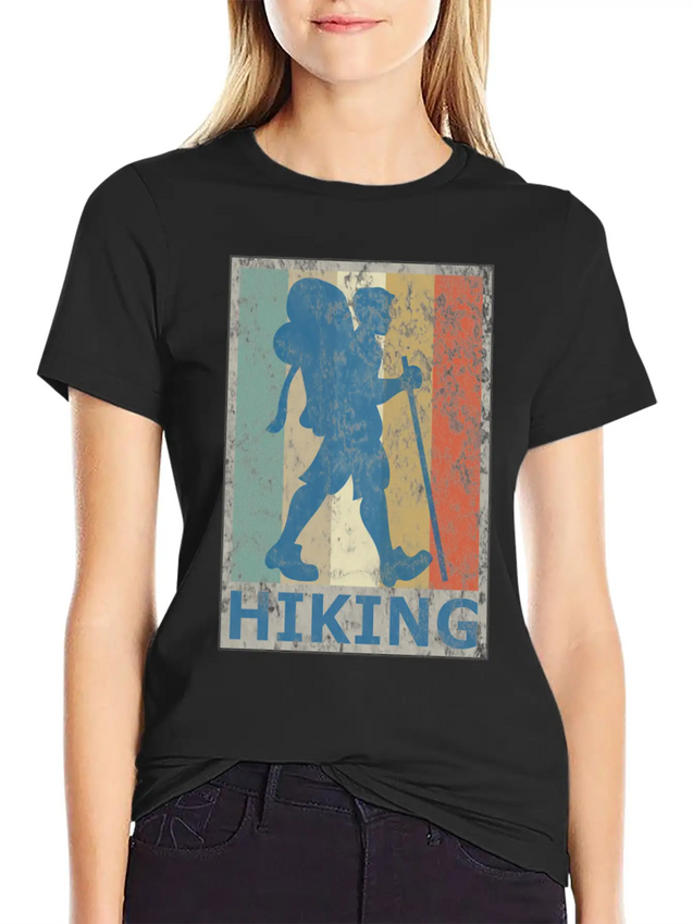 Retro Vintage Style Hiking Hike Wander Walk Tramp Lightweight Cotton T-Shirt – Daily Comfort Graphic Shirt