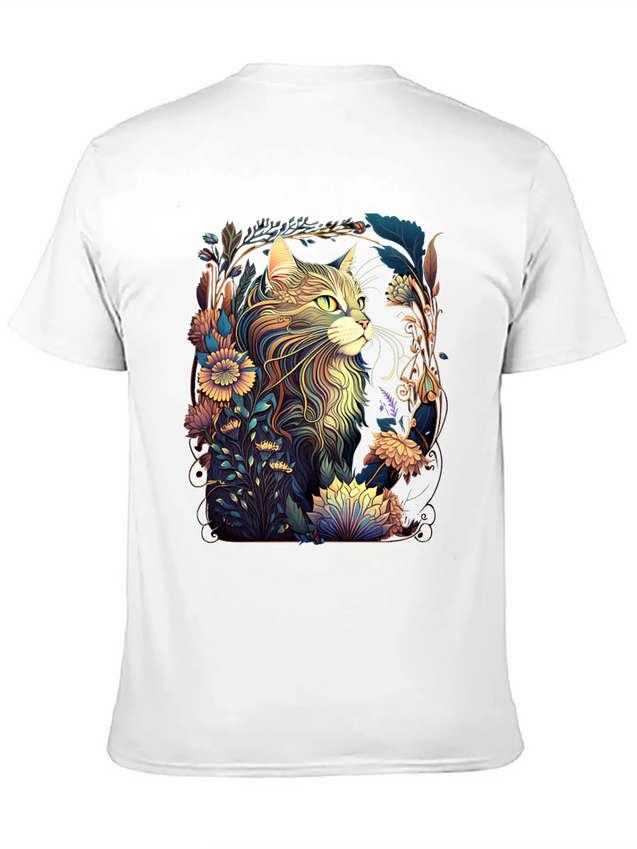 Roaring 20s Cats Art Nouveau Lightweight Cotton T-Shirt – Daily Comfort Graphic Shirt