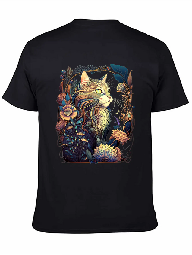 Roaring 20s Cats Art Nouveau Lightweight Cotton T-Shirt – Daily Comfort Graphic Shirt