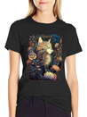 Roaring 20s Cats Art Nouveau Lightweight Cotton T-Shirt – Daily Comfort Graphic Shirt