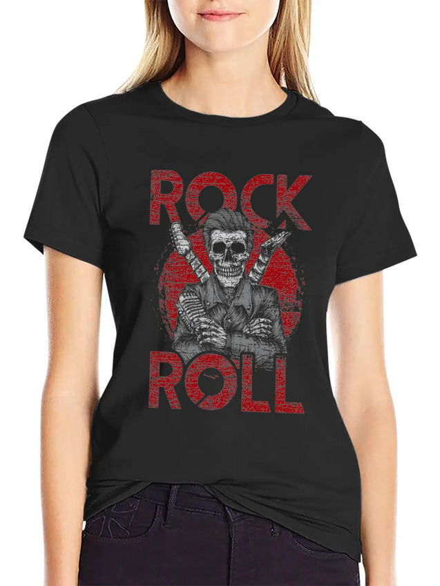 Rock And Roll Lightweight Cotton T-Shirt – Daily Comfort Graphic Shirt