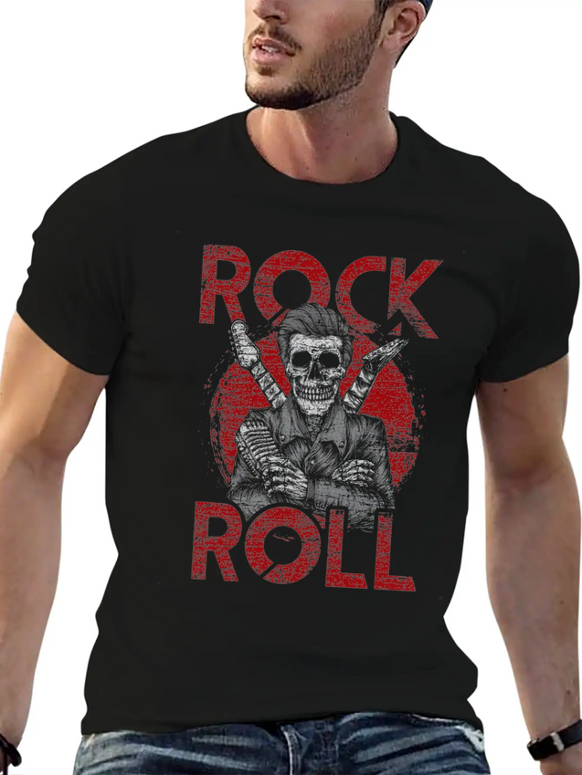 Rock And Roll Lightweight Cotton T-Shirt – Daily Comfort Graphic Shirt
