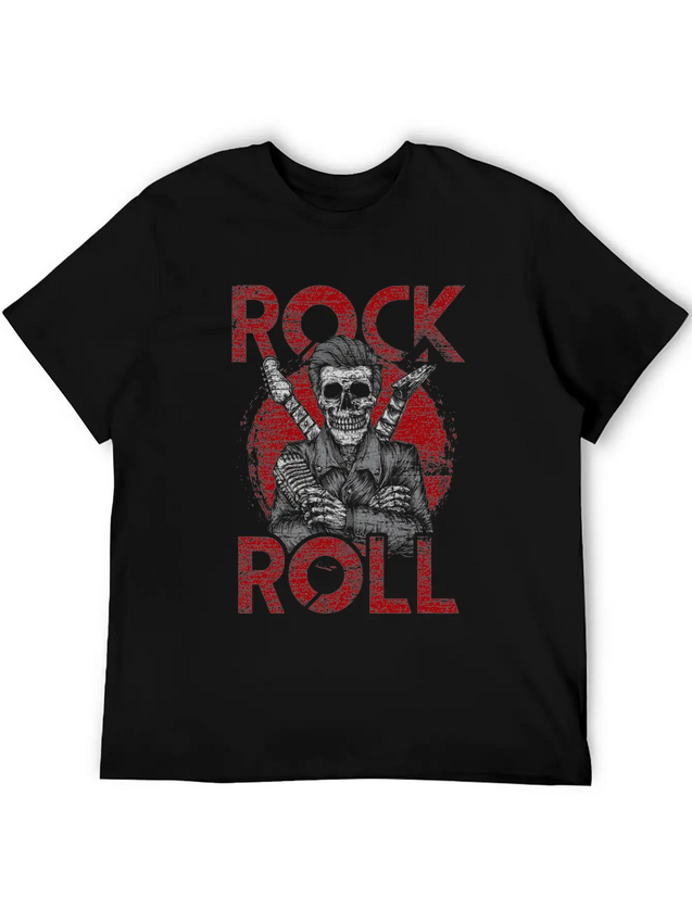 Rock And Roll Lightweight Cotton T-Shirt – Daily Comfort Graphic Shirt