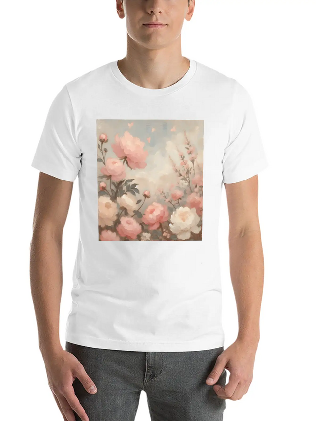 Romantic Pastel Valentine Bouquet Lightweight Cotton T-Shirt – Daily Comfort Graphic Shirt
