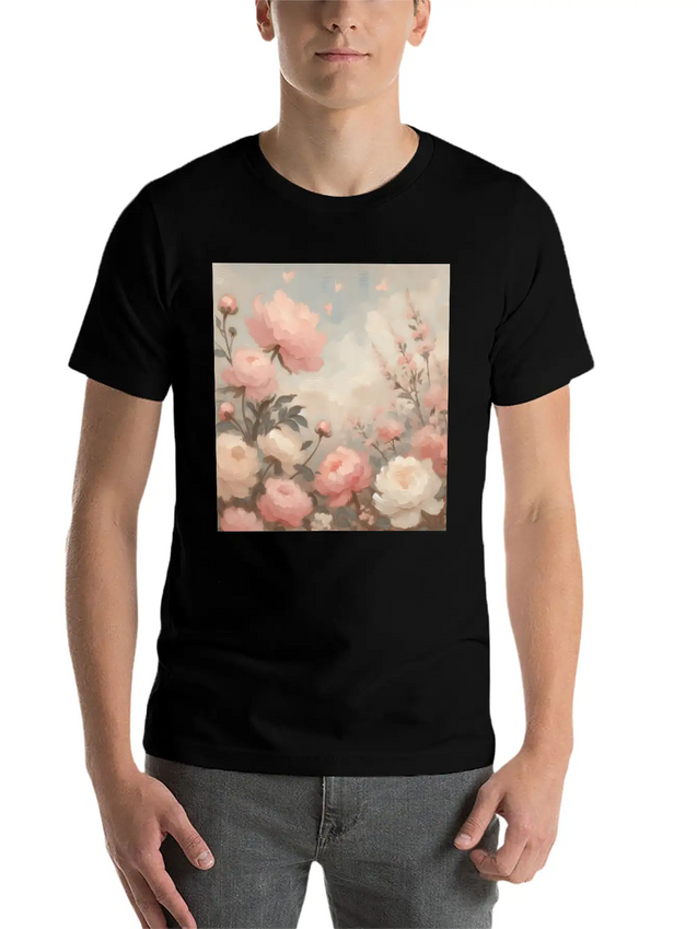 Romantic Pastel Valentine Bouquet Lightweight Cotton T-Shirt – Daily Comfort Graphic Shirt