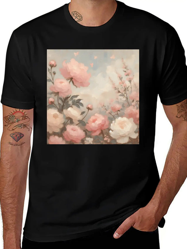 Romantic Pastel Valentine Bouquet Lightweight Cotton T-Shirt – Daily Comfort Graphic Shirt