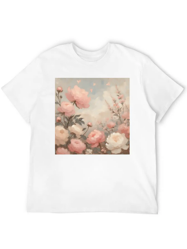 Romantic Pastel Valentine Bouquet Lightweight Cotton T-Shirt – Daily Comfort Graphic Shirt