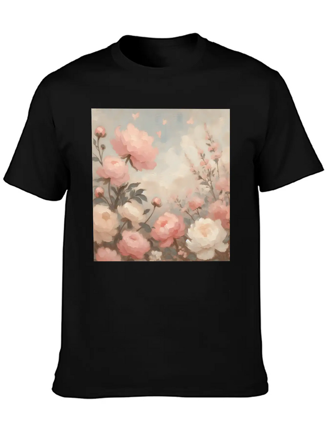 Romantic Pastel Valentine Bouquet Lightweight Cotton T-Shirt – Daily Comfort Graphic Shirt