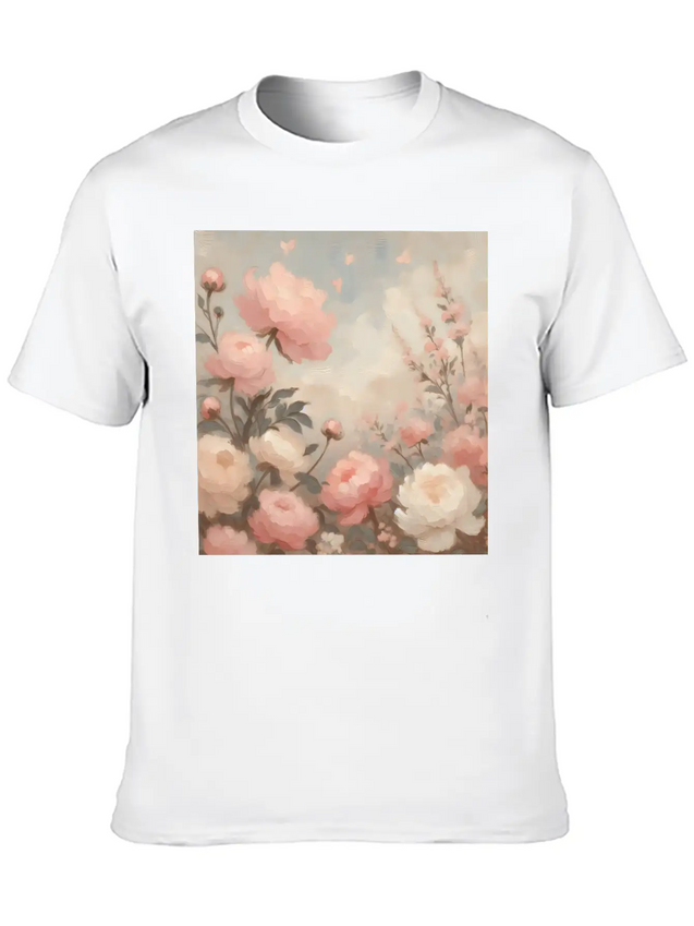 Romantic Pastel Valentine Bouquet Lightweight Cotton T-Shirt – Daily Comfort Graphic Shirt