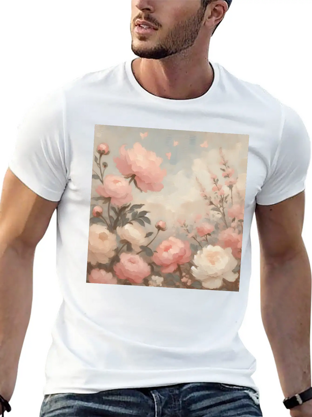 Romantic Pastel Valentine Bouquet Lightweight Cotton T-Shirt – Daily Comfort Graphic Shirt